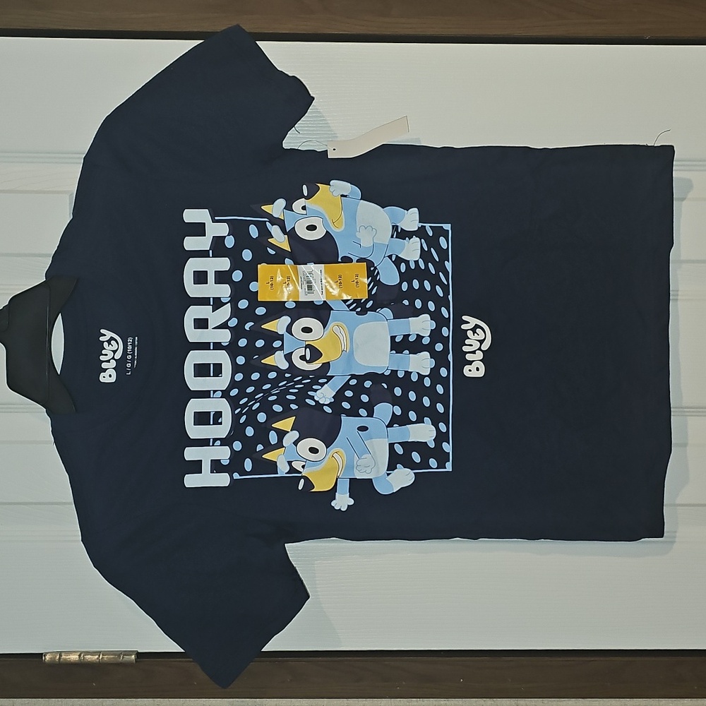 Bluey Hooray Bluey, Crew Neck, Short Sleeve, Graphic T-Shirt, Boys Size Lg 10/12